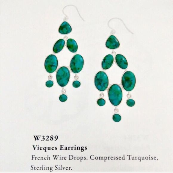 SILPADA Turquoise Sterling Silver Vieques Chandelier Drop Dangle Earrings W3289 - Picture 10 of 10
